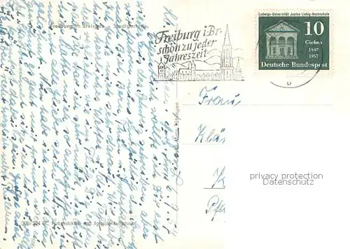 AK / Ansichtskarte Freiburg_Breisgau Stadtgarten mit Muenster Freiburg Breisgau