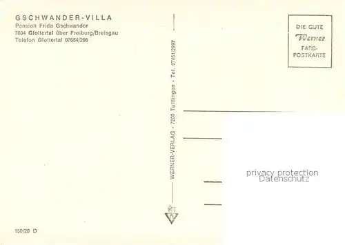 AK / Ansichtskarte Glottertal_Schwarzwald Villa Gschwander Pension Gastraeume Innenhof 