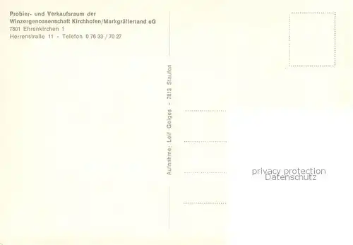 AK / Ansichtskarte Ehrenkirchen k e

Winzergenossenschaft Kirchhofen Probierstube Ehrenkirchen