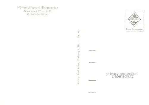 AK / Ansichtskarte Hinterzarten Kath Kirche Inneres Hinterzarten