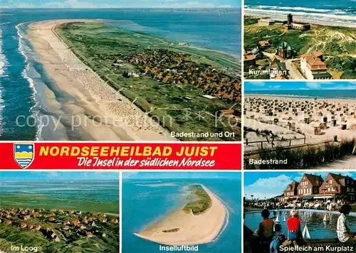 AK / Ansichtskarte Juist_Nordseebad Fliegeraufnahmen Kuranlagen Im Loog Spielteich Juist_Nordseebad