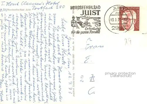 AK / Ansichtskarte Juist_Nordseebad Fliegeraufnahme mit Claassens Hotel Juist_Nordseebad