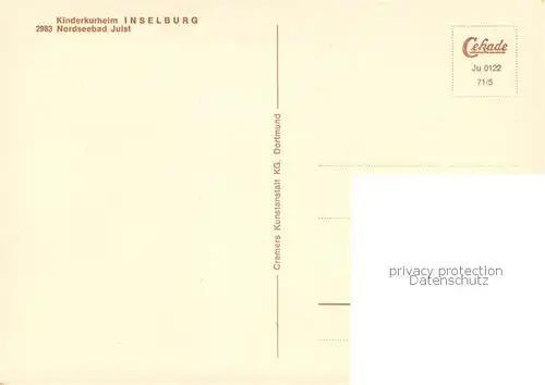 AK / Ansichtskarte Juist_Nordseebad Kinderkurheim Inselburg Juist_Nordseebad