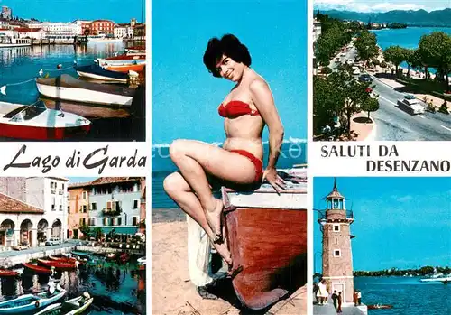 AK / Ansichtskarte Garda_Lago_di_Garda Hafenpartien Leuchtturm Uferstrasse Model Garda_Lago_di_Garda