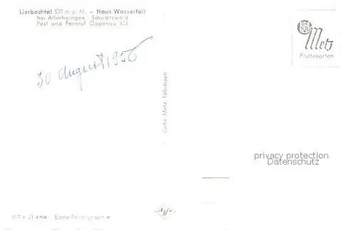 AK / Ansichtskarte Allerheiligen_Oppenau Haus Wasserfall Allerheiligen_Oppenau