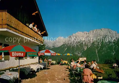 AK / Ansichtskarte Mittenwald_Bayern Korbinianhuette am Kranzberg Terrasse Mittenwald Bayern