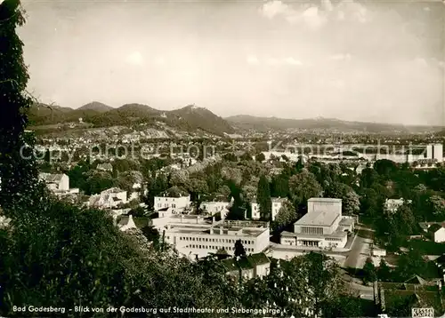 AK / Ansichtskarte Bad_Godesberg Blick von der Godesburg auf Stadttheater und Siebengebirge Bad_Godesberg