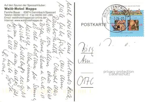 AK / Ansichtskarte Dammbach Wald Hotel Heppe Fliegeraufnahme Dammbach