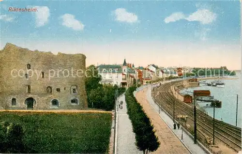 AK / Ansichtskarte Ruedesheim_am_Rhein Ruine Rheinpromenade 