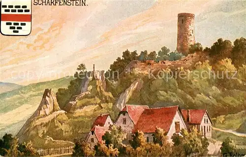 AK / Ansichtskarte Scharfenstein_Burgruine_Kiedrich Panorama 