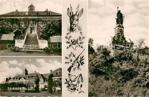 AK / Ansichtskarte Niederwalddenkmal_Ruedesheim mit Jagdschloss 