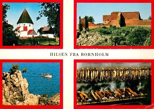 AK / Ansichtskarte Bornholm Turm Ruine Steilkueste Fischraeucherei Bornholm