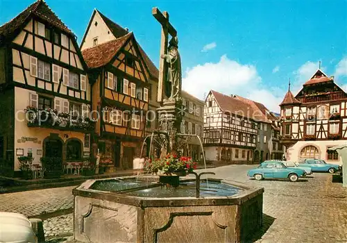 AK / Ansichtskarte Kaysersberg_Haut_Rhin Place de lEglise Brunnen Kaysersberg_Haut_Rhin