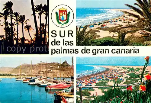 AK / Ansichtskarte Las_Palmas_Gran_Canaria Palmen Strandpartien Yachthafen Las_Palmas_Gran_Canaria