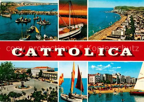 AK / Ansichtskarte Cattolica__Provincia_Rimini_IT Le Port La spiaggia Piazza  