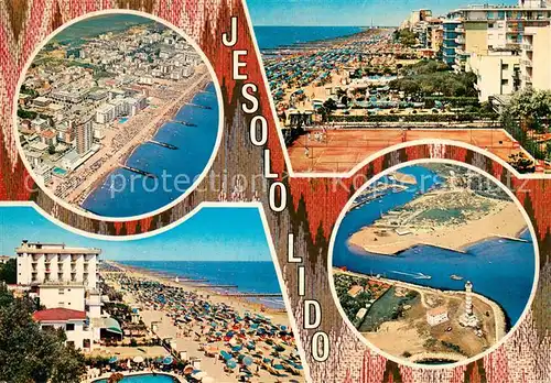 AK / Ansichtskarte Lido_di_Jesolo Fliegeraufnahmen Strandpartien Tennisplatz  Lido_di_Jesolo