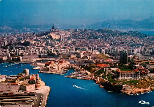 AK / Ansichtskarte Marseille_13 Notre Dame de la Garde Fort Saint Jean le Pharo vue aerienne 