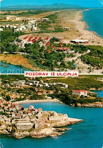AK / Ansichtskarte Ulcinj_Montenegro Bungalowsiedlung Ferienort Kuestenpanorama Bucht Ulcinj Montenegro