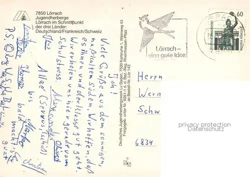 AK / Ansichtskarte Loerrach Jugendherberge Loerrach Fliegeraufnahme Loerrach