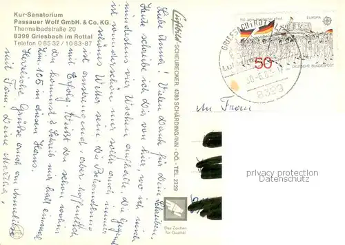 AK / Ansichtskarte Griesbach_Rottal Kur Sanatorium Passauer Wolf Griesbach Rottal