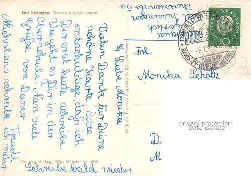 AK / Ansichtskarte Bad_Kissingen Fliegeraufnahme mit Terrassen Schwimmbad Bad_Kissingen