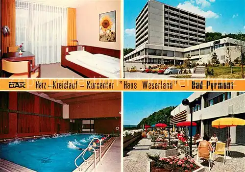 AK / Ansichtskarte Bad_Pyrmont DAK Herz Kreislauf Kurcenter Haus Weserland Zimmer Hallenbad Terrasse Bad_Pyrmont