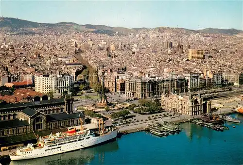 AK / Ansichtskarte Barcelona_Cataluna Vista aerea de la ciudad desde el mar Barcelona Cataluna