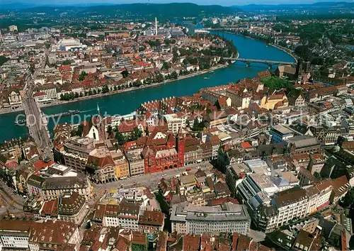 AK / Ansichtskarte Basel_BS Fliegeraufnahme mit Rhein Basel_BS
