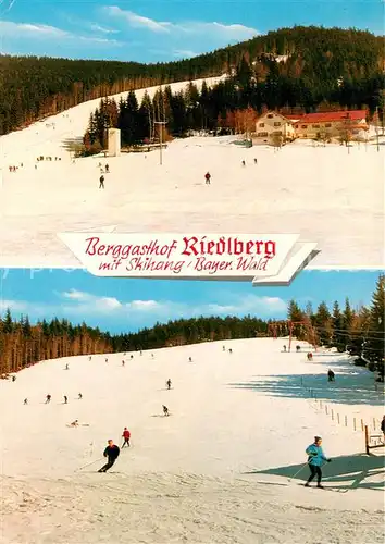 AK / Ansichtskarte Oberried_Bischofsmais Berggasthof Riedlberg mit Skihang und Lift Oberried Bischofsmais