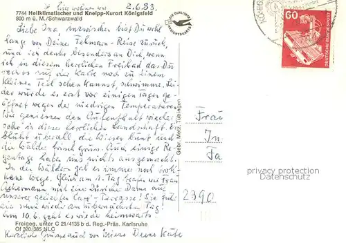 AK / Ansichtskarte Koenigsfeld_Schwarzwald Fliegeraufnahme Koenigsfeld Schwarzwald