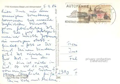 AK / Ansichtskarte Staad_Konstanz Fliegeraufnahme mit Insel Mainau und Allmannsdorf Staad_Konstanz