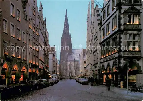 AK / Ansichtskarte Muenster_Westfalen Prinzipalmarkt in Festbeleuchtung Muenster_Westfalen