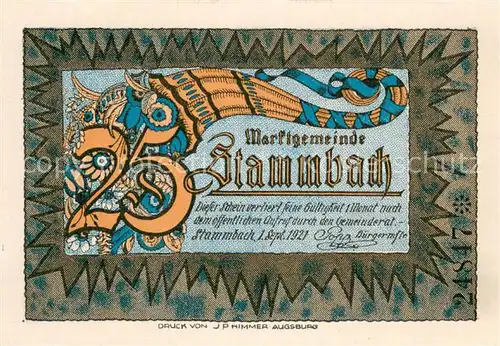 AK / Ansichtskarte Stammbach 25 Pfennig Gutschein Stammbach