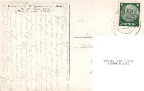 AK / Ansichtskarte Springiersbach Karmelitenkirche Hochaltar mit Gnadenbild Springiersbach