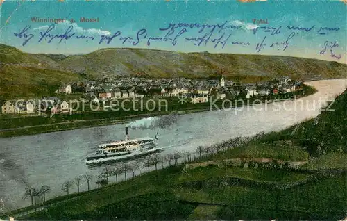 AK / Ansichtskarte Winningen_Mosel Panorama Blick ueber die Mosel Dampfer Feldpost Winningen Mosel