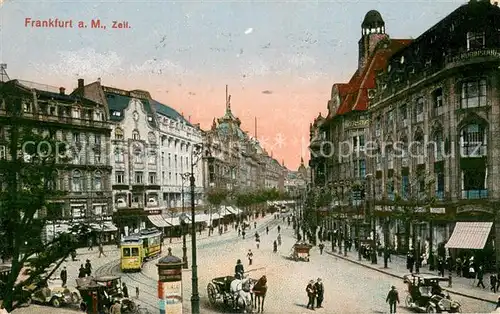 AK / Ansichtskarte Frankfurt_Main Die Zeil Strassenbahn Feldpost Frankfurt Main