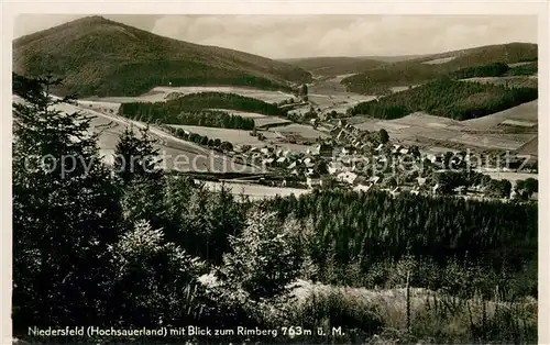 AK / Ansichtskarte Niedersfeld_Winterberg Panorama mit Blick zum Rimberg 
