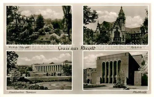 AK / Ansichtskarte Rheydt_Moenchengladbach Schloss Rathaus Stadthalle Terrassen 