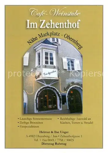 AK / Ansichtskarte Obernberg__Inn Cafe Weinstube Im Zehenthof 