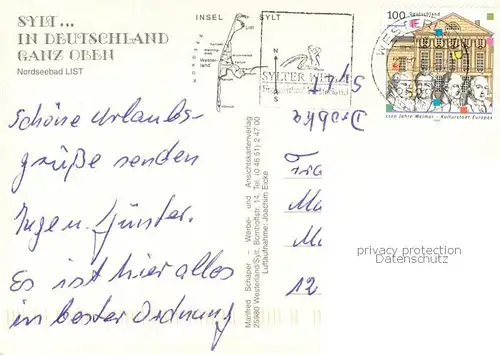 AK / Ansichtskarte Sylt Fliegeraufnahme Sylt