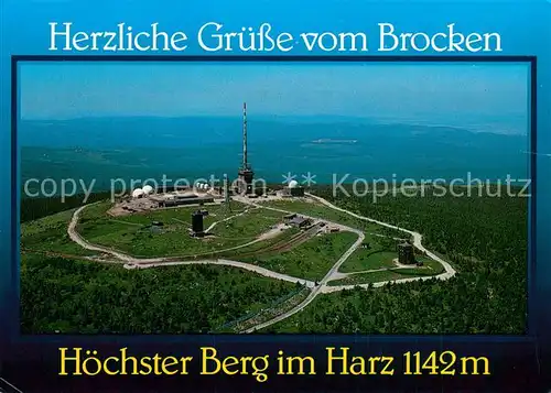 AK / Ansichtskarte Brocken_Harz Fliegeraufnahme mit Observatorium Brocken Harz
