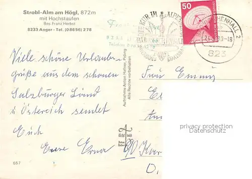 AK / Ansichtskarte Anger_Bad_Reichenhall Strobl Alm am Hoegl Terrasse Kapelle 