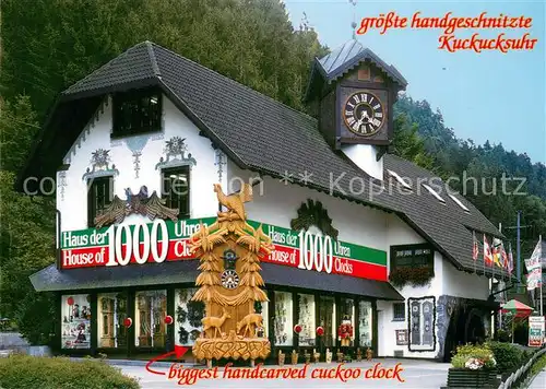 AK / Ansichtskarte Triberg Haus der 1000 Uhren Groesste handgeschnitzte Kuckucksuhr Triberg