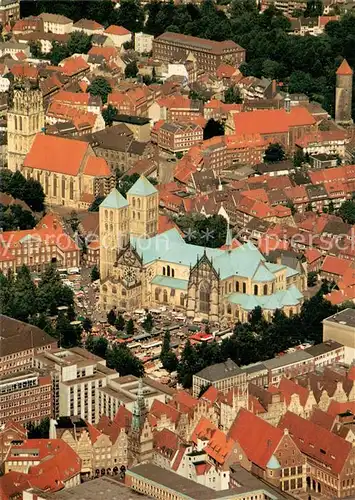 AK / Ansichtskarte Muenster_Westfalen Stadtzentrum mit St Paulus Dom ueberwasserkirche und Buddenturm Fliegeraufnahme Muenster_Westfalen