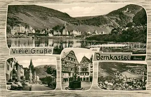 AK / Ansichtskarte Bernkastel Kues Blick ueber die Mosel Motive Innenstadt Brunnen Altstadt Fachwerkhaeuser Bernkastel Kues