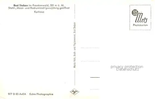 AK / Ansichtskarte Bad_Steben Kurhaus Stahl  Moor  und Radiumbad Bad_Steben