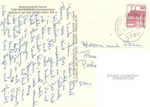 AK / Ansichtskarte Winterberg_Hochsauerland Astenturm auf dem Kahlen Asten Winterberg_Hochsauerland