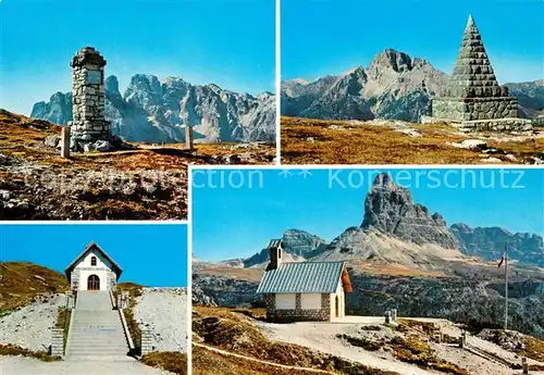 AK / Ansichtskarte Monte_Piana_2324m_Dolomiti_IT Chiesetta in memoria dei Caduti della Guerra 1915 18 Monumenti al Fante a ai Bersagliere 