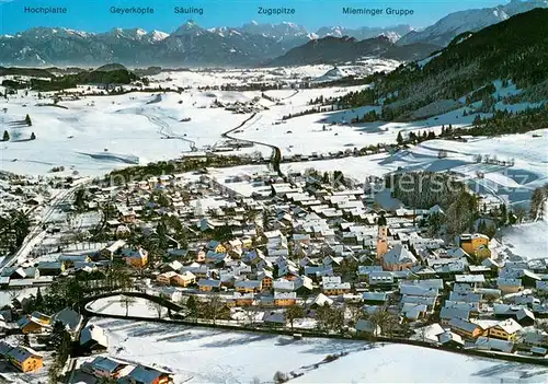 AK / Ansichtskarte Nesselwang Fliegeraufnahme mit Saeuling Zugspitze und Mieminger Gruppe Nesselwang