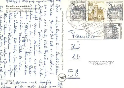 AK / Ansichtskarte Rohr_Niederbayern Benediktinerabtei Rohr mit Asamkirche Joh Nepomuk Gymnasium und Schuelerheim  Rohr Niederbayern